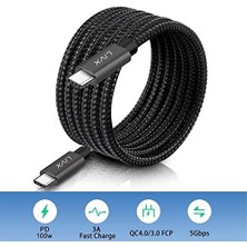 Daisy Home 100W 5A Type C To Type C 15 Pro Max Plus Hızlı Şarj ve Data Kablosu Halat Örgülü Space Gray (50 Cm)