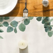 Daisy Home Masa Örtüsü, 33X275 cm Kolay Temizlenebilir Yaz Yeşil Bitki Desenli, Okaliptüs Yapraklı Masa Örtüsü, Ev Düğün Parti Dekorasyonu Için Uygun