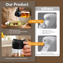 Daisy Home Sweet Vıew 2'si 1 Arada Yağ ve Yağ Püskürtücü, 470 ml Hava Fritöz Yağ Püskürtücü, Mutfak, Salata ve Barbekü Için Cam Zeytinyağı Şişesi (Siyah)