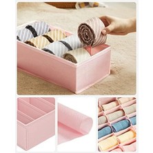 Daisy Home Iç Giyim Saklama Kutuları, Çekmece Organizatörü, Dolap Organizeri, Katlanabilir, Sütyen, Iç Çamaşırı, Çorap, Kravat Için Katlanır Kutu, Kumaş Kutu 4'lü Set Pembe, RUS04PK