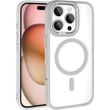 Daisy Home ile Uyumlu 16 Pro Kılıf Şarj Özellikli Krom M-Safe Silikon Kapak Gümüş