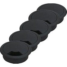 Daisy Home Masa Üstü Kablo Kanalı Deliği Kapağı Siyah Masa Kapağı 6 cm (5 Adet)