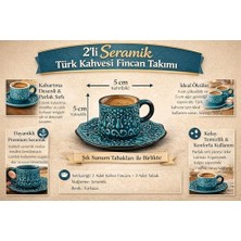 Daisy Home Türk Kahvesi Fincan Takımı (2’li),el Işçiliği Esintili Turkuaz Kabartma Desenli Seramik, Özel Dokulu Yüzey, Parlak Sırlı Premium Seramik, Şık Sunum Tabaklı, Geleneksel Kahve Keyfi