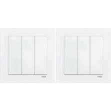 Daisy Home 55 Beyaz Üçlü Anahtar C1 Mekanizma (2 Paketi)