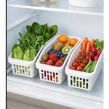 Daisy Home Smartizi 3'lü Ince Organizer Seti - Beyaz Buzdolabı ve Mutfak Düzenleyici (12 x 29 x 12 Cm)