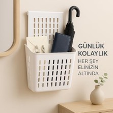 Daisy Home Asmalı Dolap Düzenleyici – Askılı Çok Amaçlı Plastik Organizer Sepet | Mutfak, Banyo, Dolap ve Ofis Için Pratik Düzenleyici Kutusu (255X110X325 Mm, Beyaz)