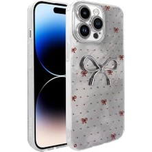 Daisy Home 14 Pro Max ile Uyumlu Kılıf Kamera Korumalı Fiyonk Kalp Figürlü Ponti Kapak Açık Mavi