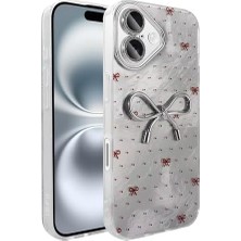 Daisy Home 16 ile Uyumlu Kılıf Kamera Korumalı Fiyonk Kalp Figürlü Ponti Kapak Açık Mavi