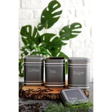 Daisy Home Evle-Metal Çay, Kahve, Şeker Saklama Kutusu 3 Lü Set 8.7 x 8.7 x 12.5 Cm, Silver (Silver)