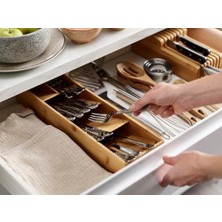 Daisy Home Joseph Joseph Kompakt Çatal Bıçak Çekmecesi Düzenleyici, 5 Bölmeli, 24+ Parça Için - Bambu