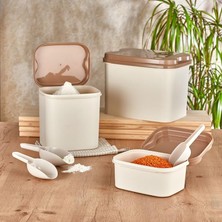 Daisy Home Vip Ahmet Kumsal Saklama Kabı, Bej 10 L + 4, 5 L + 1, 6 L