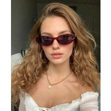 Funeyes Sezen Cat Eye Aksesuarlı Popüler Model Bordo Güneş Gözlüğü