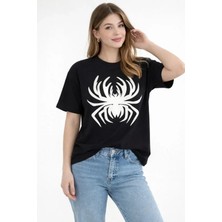 Secret Sita Örümcek Baskılı Tişört Kısa Kollu Bisiklet Yaka Thirt  Iyah