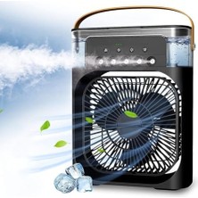 Daisy Home Mini Buharlı Hava Soğutucu, Taşınabilir Portatif Klima, Mobil Sulu Klima, 3 Rüzgar Hızı, 3 Sis Modu, Buzlu Vantilatör 5 Sprey Delikli ile Renkli LED Işıklı Siyah Renk - HR025 (Siyah)