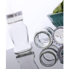 Daisy Home Bev Kitchen 3'lü Beyaz Akrilik Kapaklı Cam Tuzluk Biberlik Baharatlık Oval Beyaz