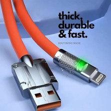 Daisy Home 6A Ios Lightning Sıvı Silikon Data Hızlı Şarj Kablosu - Bakır Döşeme - Katlanmaz Kırılmaz Dayanıklı Kablo Turuncu
