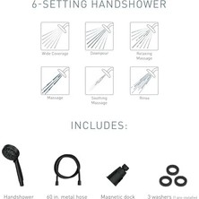 Daisy Home 26100BL Engage Hydroenergetix 8-Spray 5 Inç. Tek Duvara Monte Sabit Ayarlanabilir Duş Başlığı Krom, Mat Siyah