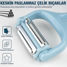 Daisy Home Bluefox 3'ü 1 Arada Patates ve Sebze Soyucu – Paslanmaz Çelik Bıçaklı, Düz + Tırtıklı + Jülyen Soyma, Ergonomik Sap, Bulaşık Makinesine Uygun, Kompakt ve Dayanıklı Mutfak Gereci