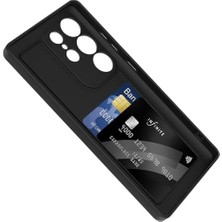 Daisy Home Galaxy S25 Ultra ile Uyumlu Kılıf Içerisinden Kartlık Hazneli Kapak Siyah