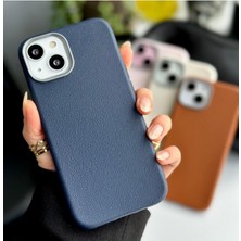 Daisy Home 13-14 - 15 Uyumlu Estetik Dokulu Deri Görünümlü Esnek Silikon Kılıf - Lacivert