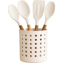 Daisy Home Beyaz Kaşıklık Beyaz Silindir Plastik Kaşıklık – Modern Delikli Tasarım, Hava Geçişli Dayanıklı Mutfak Düzenleyici Kaşıklık