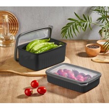 Daisy Home Vip Ahmet Vakumlu Saklama Kabı Dikdörtgen Derin Küçük 1x2, 7 Lt Sığ 2x1, 5 L Siyah