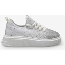 Kanuga Kadn Taşlı Yüksek Taban Sneaker Beyaz RSL404