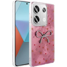 Daisy Home 13 Pro 4g ile Uyumlu Kılıf Kamera Korumalı Fiyonk Kalp Figürlü Ponti Kapak Açık Pembe