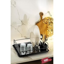 Daisy Home Sas Haus Ömür Boyu Paslanmaz Bulaşıklık Bulaşık Sepeti Tek Katlı Tabaklık Termo Plastik Kaplama Siyah Tbk-01