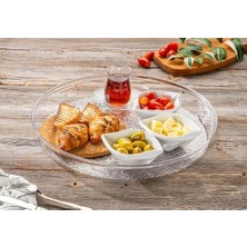 Daisy Home Akrilik Kırılmaz Şeffaf Servis Tepsisi (Yuvarlak) 36X36X5CM - Akrilik Kırılmaz Tepsi