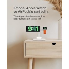 Daisy Home Boostcharge 3'ü 1 Arada Qi2 Şarj Cihazı, Magsafe Uyumlu Kablosuz Şarj Istasyonu, 17 Serisi,, Kaymaz Tabanlı Airpods Için Qi2 Kablosuz Şarj Aleti, Psu Dahil - Beyaz