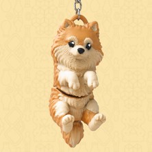 Brand House Pomeranian Köpek Anahtarlık 3D Flexi Çok Renkli Sevimli Çanta Süsü Bag Charm Hediyelik