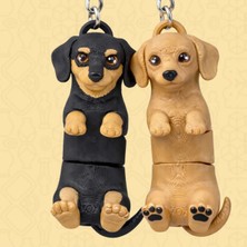 Brand House Dachshund Köpek Anahtarlık 3D Flexi Çok Renkli Sevimli Çanta Süsü Bag Charm Hediyelik