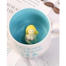 Daisy Home Mukko Home 3D Porselen Kupa – Deniz Kızı Figürlü, 350 Ml, Eğlenceli ve Şık Tasarım,mavi