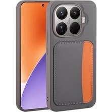 Daisy Home - 15T Pro ile Uyumlu Mi Kılıf Kamera Korumalı Kartlıklı Cüzdanlı Renkli Tuşlu Deri Tasarımlı Silikon - Gri