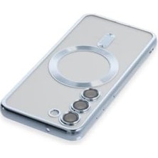 Daisy Home Galaxy S22 Için ile Uyumlu Kılıf Kamera Lensli Korumalı Şeffaf Silikon Kapak Mavi