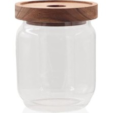 Daisy Home Ahşap Kapaklı Cam Saklama Kabı 500 ml