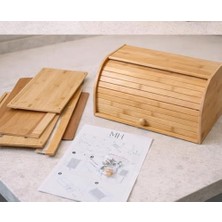 Daisy Home Doğal Bambu Demonte Ekmeklik, Ekmek Kutusu, Kayar Kapaklı, Geniş Hacimli, 38 x 23 x 19 cm