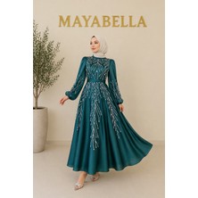 MayaBella Saten Işlemeli Tesettür Abiye