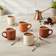 Daisy Home Deconox 6 Lı Porselen Espresso ve Türk Kahvesi Fincanı Seti 100 ml - Özel Kutulu Mat Toprak Tonları Hediyelik Kupa Seti