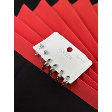 Melisa Takı & Aksesuar 316L Çelik Jewelry Gümüş Renk 6lı Set Zirkon Taşlı Küpe