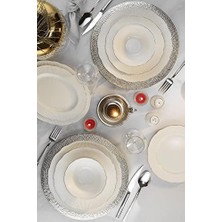 Daisy Home Kütahya Porselen Bone Ilay 58 Parça 12 Kişilik Yemek Takımı, Platin