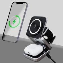 Daisy Home Uyumlu 3in1 Kablosuz Şarj Cihazı Uyumlu Uyumlu Masaüstü Portatif Katlanabilir Taşınabilir Cep Boyutu Şarj Aleti Airpod Uyumlu PB11