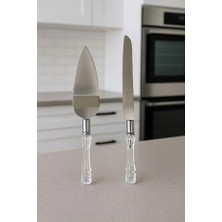Daisy Home 2li Kristal Mika Saplı Pasta Servis Seti Spatula Bıçak Servis Seti