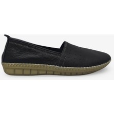 Kanuga Kadın Yazlık Saraçlı Casual Deri Ayakkabı Siyah EVD2946