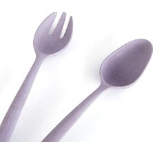 Daisy Home Salata Kaşık,çatal Seti Bambu Çevreci Model,mor