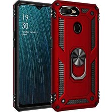 Daisy Home Oppo A5S ile Uyumlu Kılıf Yüzüklü Zırh Tank Vega Kırmızı