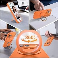 Daisy Home - 17 Pro Max ile Uyumlu Kılıf ile Uyumlu Halkalı 360 Dönebilen Yüzüklü Standlı Mat Mıknatıslı Kapak - Lacivert