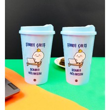 Mi-Ça Home Giftmoda 2'li Şimdi Çalış Sonra Ağlarsın Tasarımlı Plastik Kahve Bardağı