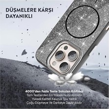 Daisy Home Kılıf M-Safe Şarj Özellikli Parlayan Simli Sararmaz Kılıf (Siyah, 16 Pro Max)